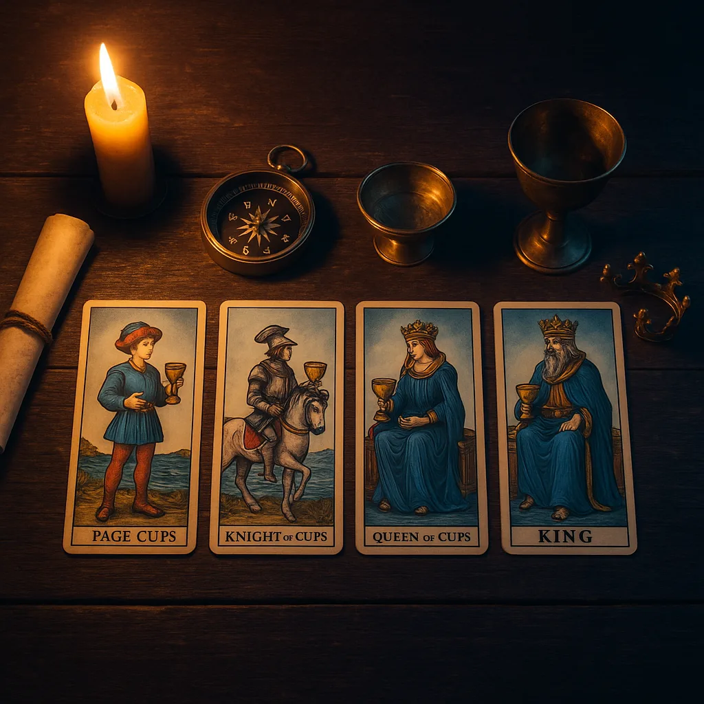 Pajem, Cavaleiro, Rainha e Rei: o Que Cada Posição da Corte do Tarot Representa (Além do Seu Signo)